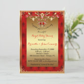 Kleine Prince Baby shower Uitnodiging, goud, rood Kaart (Staand voorkant)