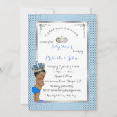 Kleine Prince Baby shower Uitnodiging, zilver, bla Kaart (Voorkant)