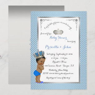 Kleine Prince Baby shower Uitnodiging, zilver, bla Kaart