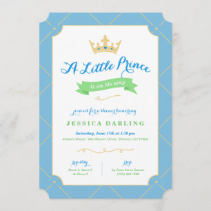 Kleine Prince Baby Shower-uitnodigingen   Blauw Kaart