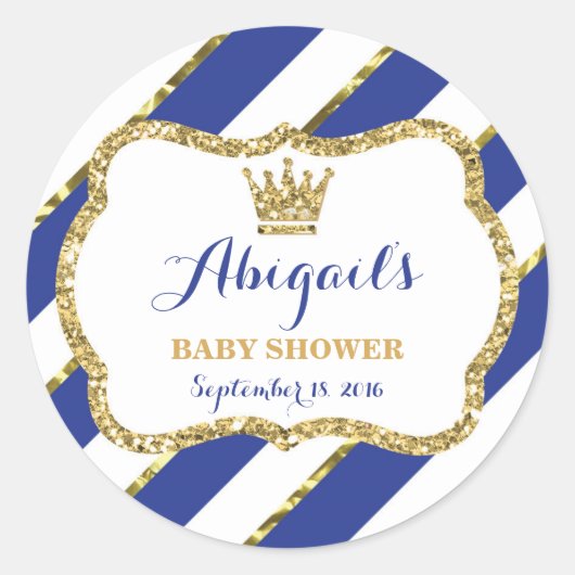 Kleine Prince Sticker, Royal Blue Faux Glitter Ronde Sticker (Voorkant)