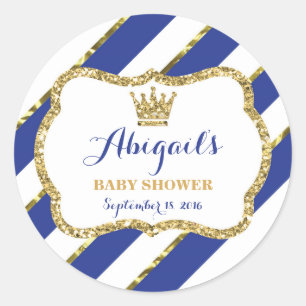 Kleine Prince Sticker, Royal Blue Faux Glitter Ronde Sticker