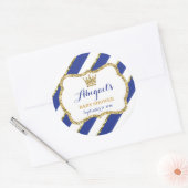 Kleine Prince Sticker, Royal Blue Faux Glitter Ronde Sticker (Envelop)
