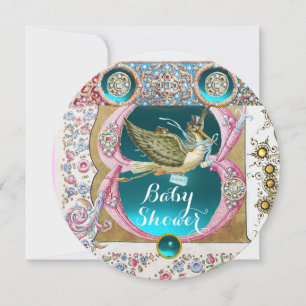 KLEINE PRINCE STORK BABY SHOWER, FLORAL GEMSTONES KAART