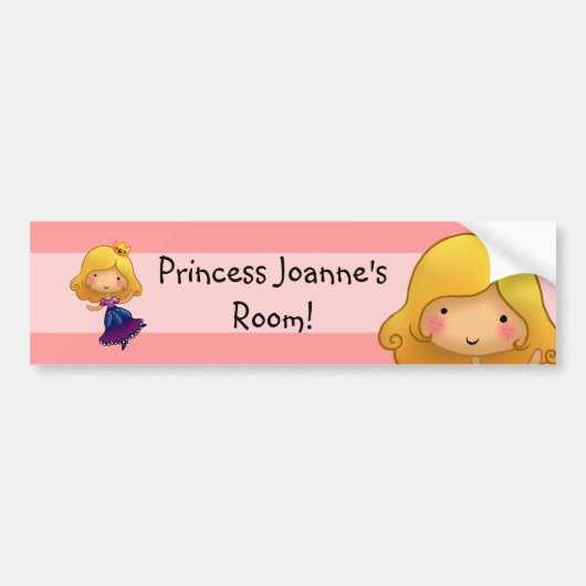 Kleine princesdeursticker bumpersticker (Voorkant)