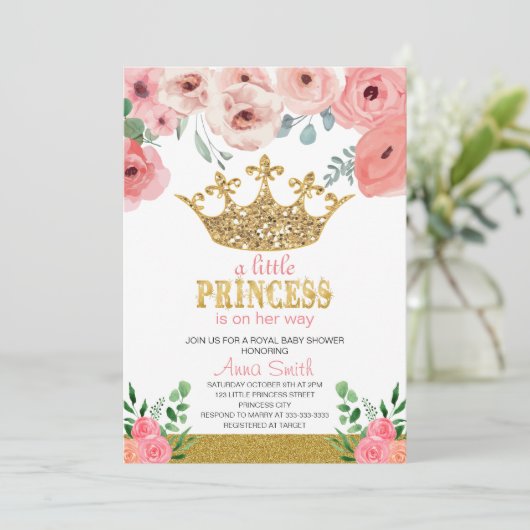 kleine Princess Baby shower Invitation Kaart (Staand voorkant)