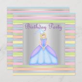 KLEINE PRINCESS BIRTHDAY PARTIJ INVITATION Silver Kaart (Voorkant / Achterkant)