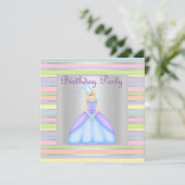 KLEINE PRINCESS BIRTHDAY PARTIJ INVITATION Silver Kaart (Staand voorkant)