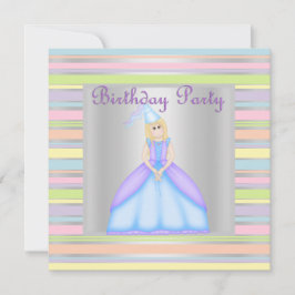 KLEINE PRINCESS BIRTHDAY PARTIJ INVITATION Silver Kaart