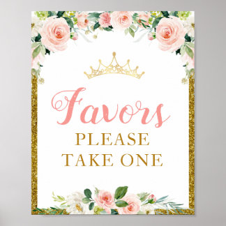 kleine princess floral baby shower Favors-teken Poster