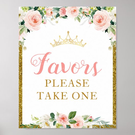 kleine princess floral baby shower Favors-teken Poster (Voorkant)