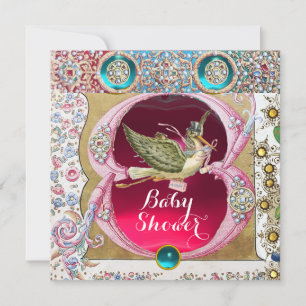 KLEINE PRINCESS STORK BABY SHOWER, FLORAL GEMSTONE KAART