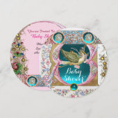 KLEINE PRINCESS STORK BABY SHOWER, FLORAL GEMSTONE KAART (Voorkant / Achterkant)