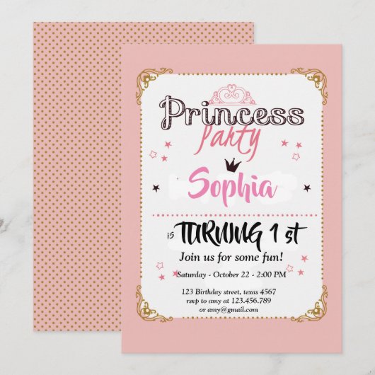 kleine princess-verjaardagskaart kaart (Voorkant / Achterkant)