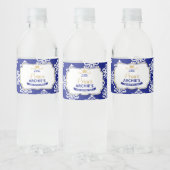 Kleine Prins 1e Verjaardagsfeestje Royal Blue Favo Waterfles Etiket (Flessen)