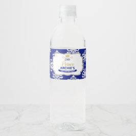 Kleine Prins 1e Verjaardagsfeestje Royal Blue Favo Waterfles Etiket
