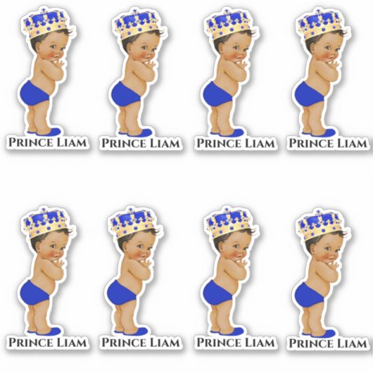 Kleine Prins Baby Boy Royal Blauw Goud Kroon Sticker (Voorkant)
