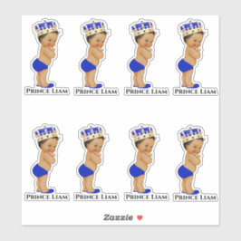 Kleine Prins Baby Boy Royal Blauw Goud Kroon Sticker