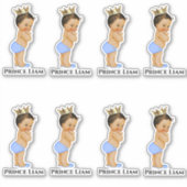 Kleine Prins Baby Jongen Blauw Gouden Kroon Etnisc Sticker (Voorkant)