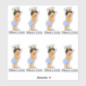 Kleine Prins Baby Jongen Blauw Gouden Kroon Etnisc Sticker (Vel)