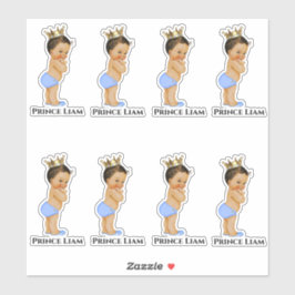 Kleine Prins Baby Jongen Blauw Gouden Kroon Etnisc Sticker