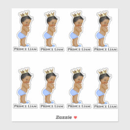 Kleine Prins Baby Jongen Blauw Gouden Kroon Etnisc Sticker