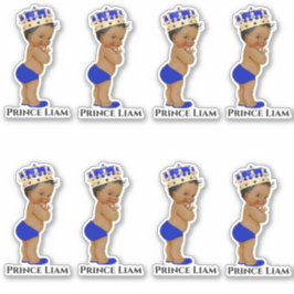 Kleine Prins Baby Jongen Koningsblauw Gouden Kroon Sticker