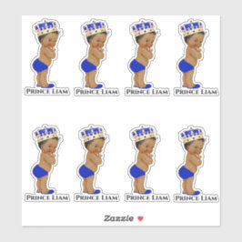 Kleine Prins Baby Jongen Koningsblauw Gouden Kroon Sticker