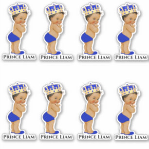 Kleine Prins Baby Jongen Koninklijk Blauw Gouden K Sticker
