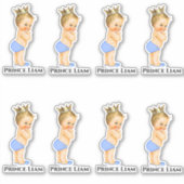 Kleine Prins Baby Jongen Lichtblauw Gouden Kroon Sticker (Voorkant)