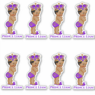 Kleine Prins Baby Jongen Paars Gouden Kroon Sticker