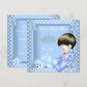 Kleine Prins Baby Shower Jongen Blauw Wit Stippen Kaart