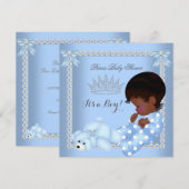 Kleine Prins Baby Shower Jongen Blauwe Parel A2 Kaart (Voorkant / Achterkant)