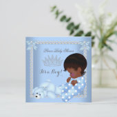 Kleine Prins Baby Shower Jongen Blauwe Parel A2 Kaart (Staand voorkant)