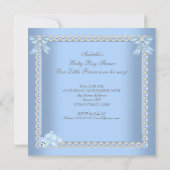 Kleine Prins Baby Shower Jongen Blauwe Parel A2 Kaart (Achterkant)
