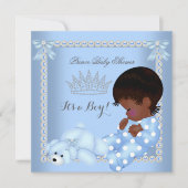 Kleine Prins Baby Shower Jongen Blauwe Parel A2 Kaart (Voorkant)
