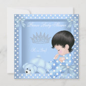 Kleine prins Baby shower Jongen Blauwe Polka punt  Kaart (Voorkant)