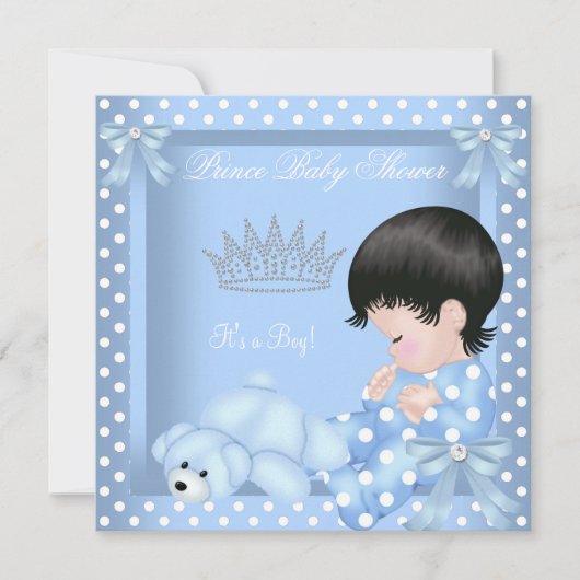 Kleine prins Baby shower Jongen Blauwe Polka punt  Kaart (Voorkant)