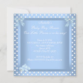 Kleine prins Baby shower Jongen Blauwe Wit pokadop Kaart (Achterkant)