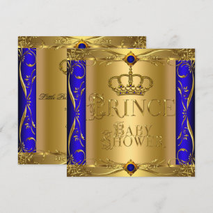 Kleine Prins Baby Shower Jongen Koningsblauwe Kroo Kaart