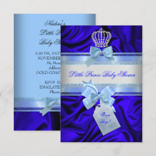 Kleine Prins Baby Shower Jongen Koninklijk Blauw 2 Kaart