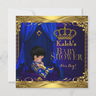 Kleine Prins Baby Shower Jongen Koninklijk Blauw K Kaart