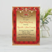 Kleine Prins Baby shower Uitnodiging, goud, rood Kaart (Staand voorkant)