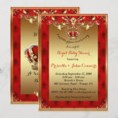 Kleine Prins Baby shower Uitnodiging, goud, rood Kaart (Voorkant / Achterkant)