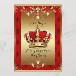 Kleine Prins Baby shower Uitnodiging, goud, rood Kaart