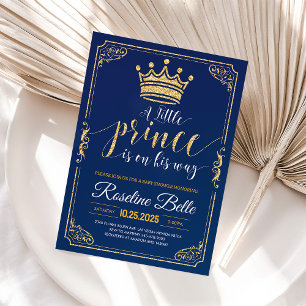 Kleine Prins Baby Shower Uitnodiging Navy Goud