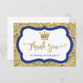 Kleine Prins Bedankt Card, Blauw, Faux Glitter (Voorkant / Achterkant)