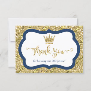 Kleine Prins Bedankt Card, Blauw, Faux Glitter