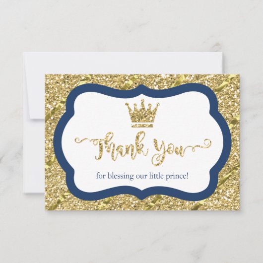Kleine Prins Bedankt Card, Blauw, Faux Glitter (Voorkant)