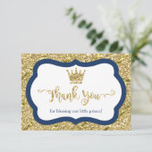 Kleine Prins Bedankt Card, Blauw, Faux Glitter (Staand voorkant)